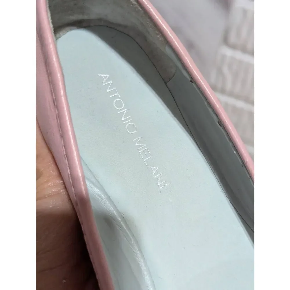 Antonio Melani Women's Pink Solid Soft Leather Loafers Flat Shoe Size 6.5